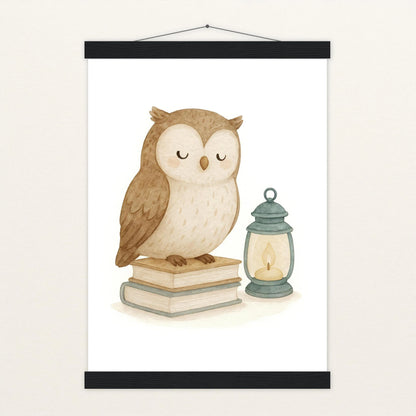 Emmi die Eule - Motiv: "Buch" Poster mit Leisten von tinylearner