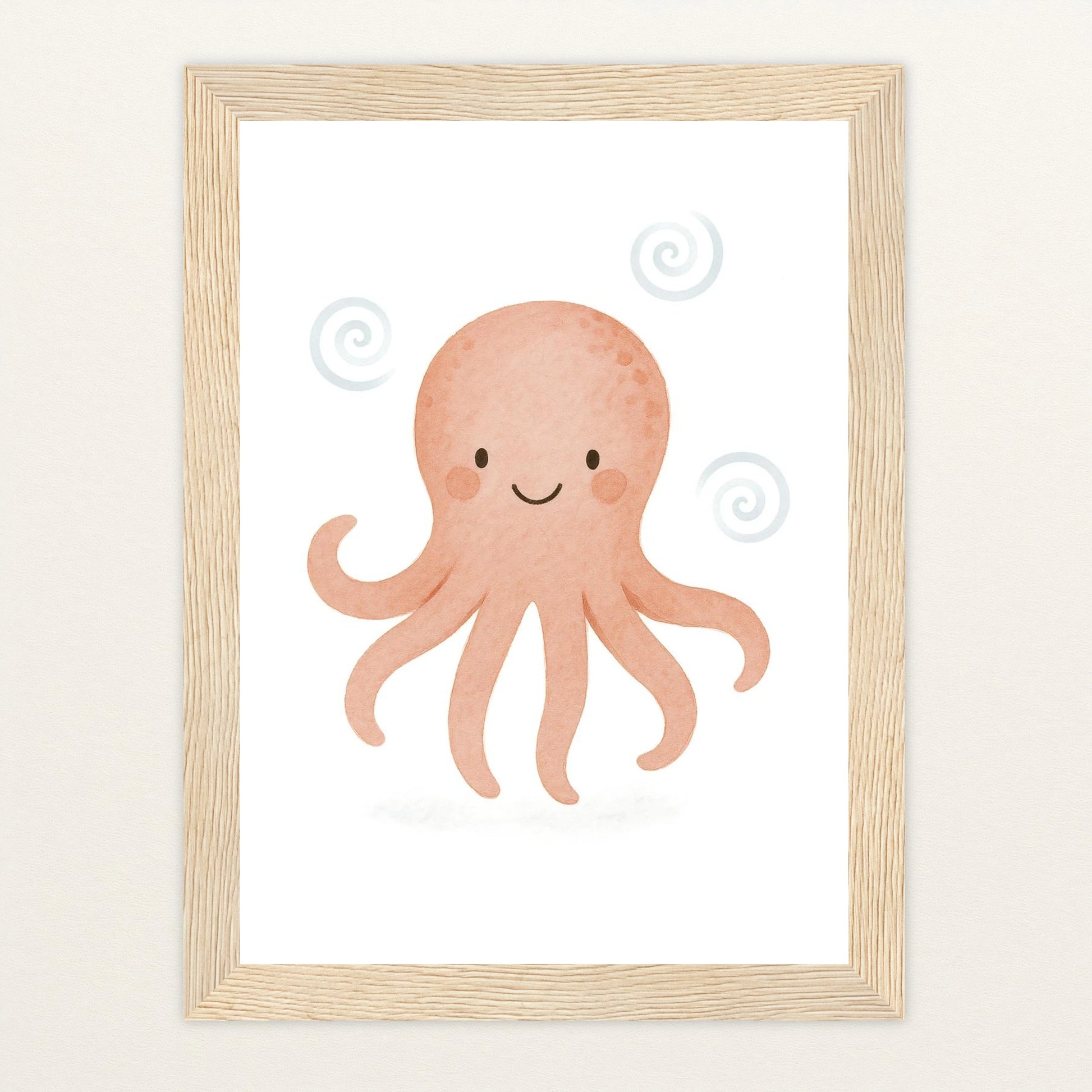 Tilli der Tintenfisch Poster mit Holzrahmen von tinylearner