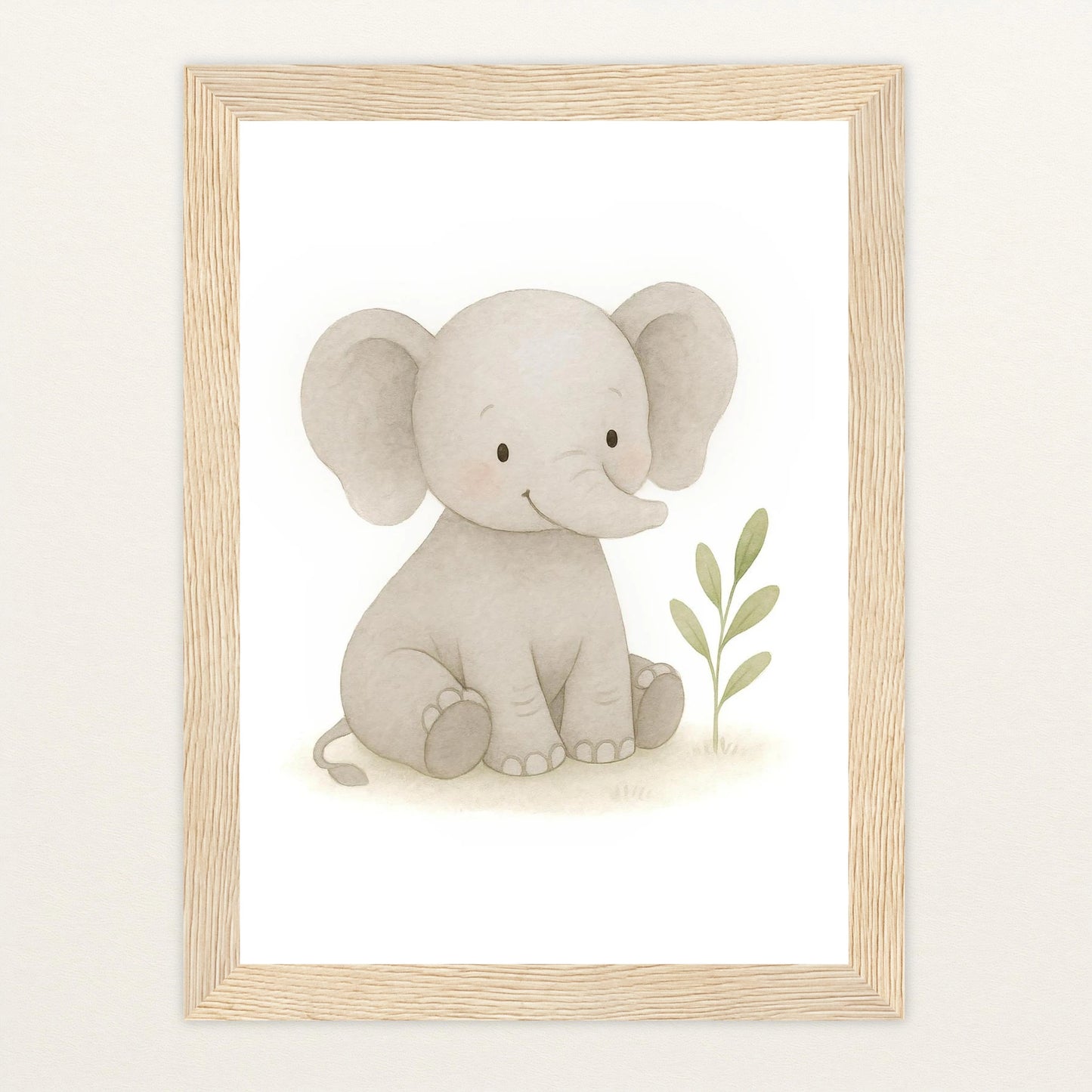 Emil der Elefant Poster mit Holzrahmen von tinylearner