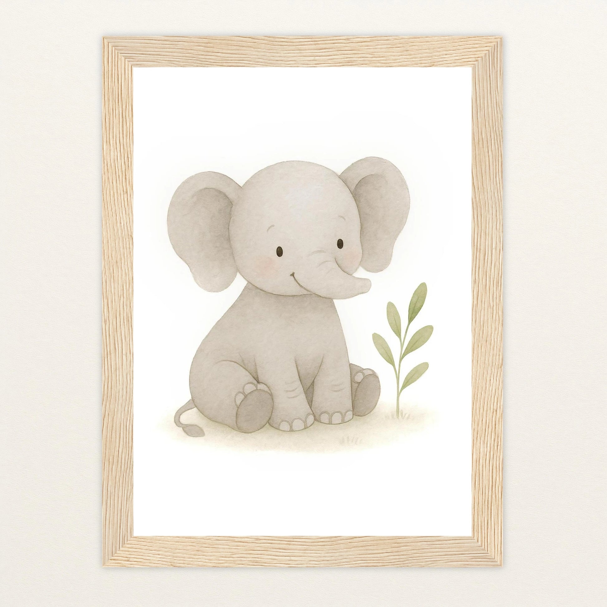 Emil der Elefant Poster mit Holzrahmen von tinylearner