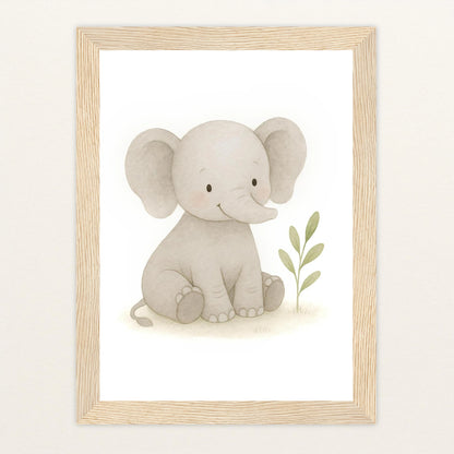 Emil der Elefant Poster mit Holzrahmen von tinylearner