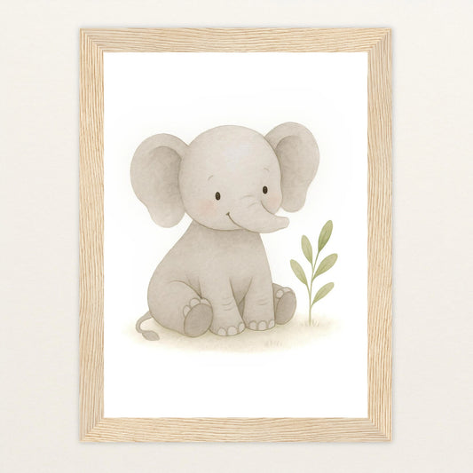 Emil der Elefant Poster mit Holzrahmen von tinylearner