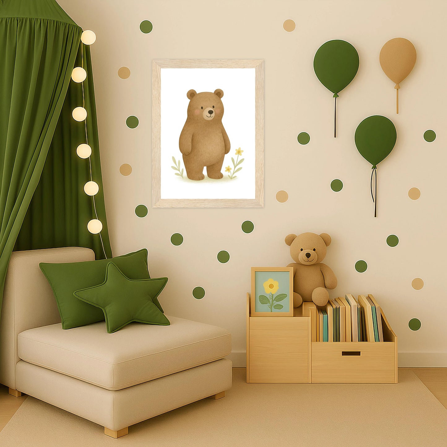 Balu der Bär Poster mit Holzrahmen von tinylearner