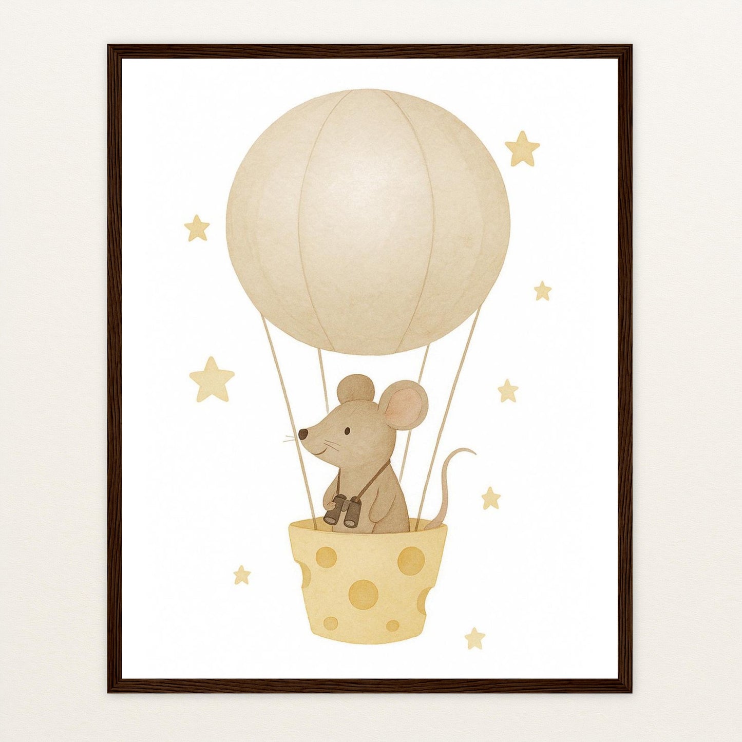 Mimi die Maus - Motiv: "Heißluftballon" Poster mit Holzrahmen von tinylearner