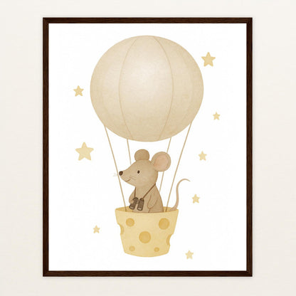 Mimi die Maus - Motiv: "Heißluftballon" Poster mit Holzrahmen von tinylearner