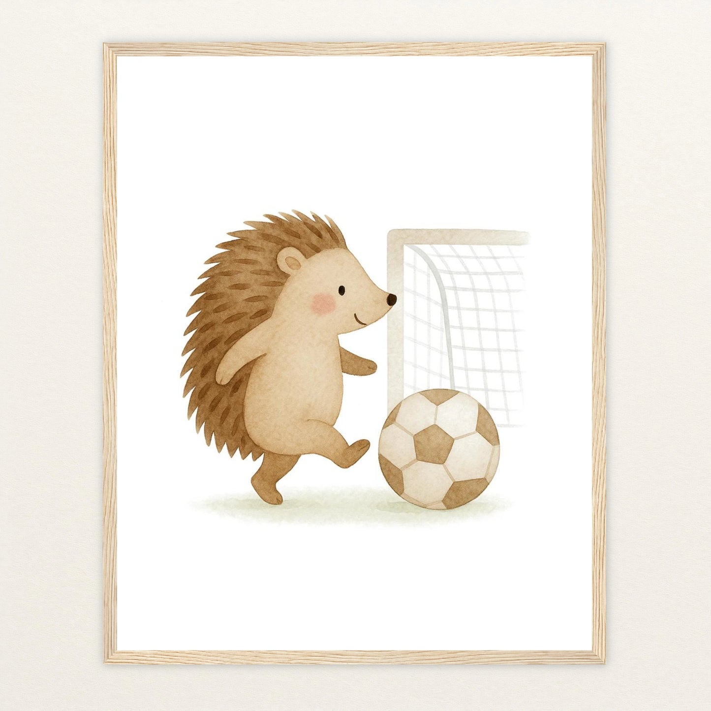 Iggi der Igel - Motiv: "Fußball" Poster mit Holzrahmen von tinylearner