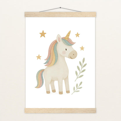 Luni das Einhorn Poster mit Leisten von tinylearner
