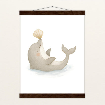 Dora der Delfin - Motiv: "Muschel" Poster mit Leisten von tinylearner