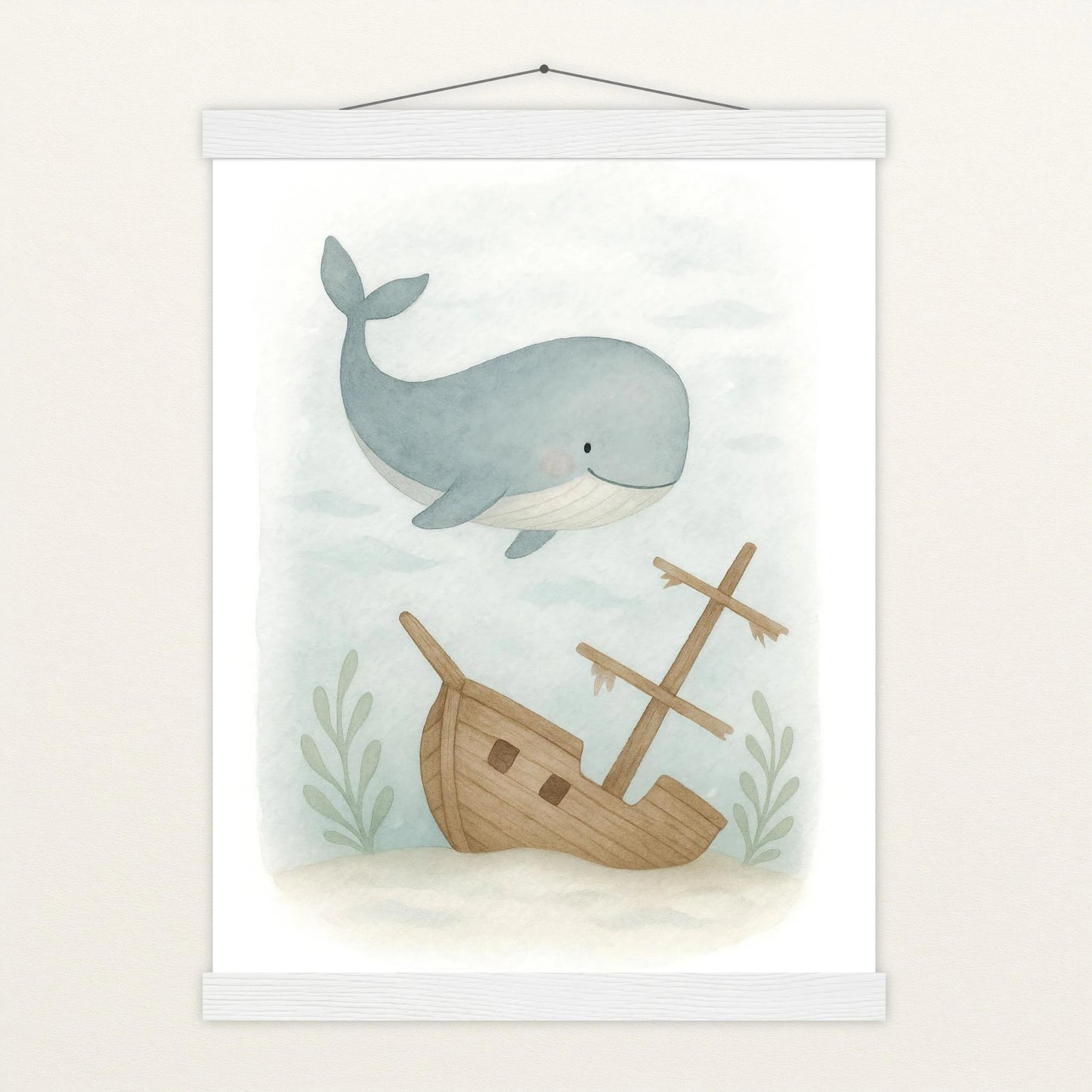 Willi der Wal - Motiv: "Schiffswrack" Poster mit Leisten von tinylearner