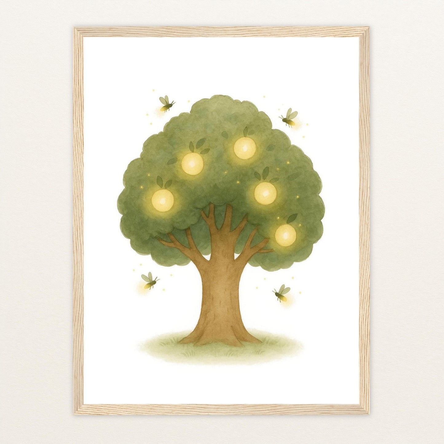 Leuchtbaum Poster mit Holzrahmen von tinylearner