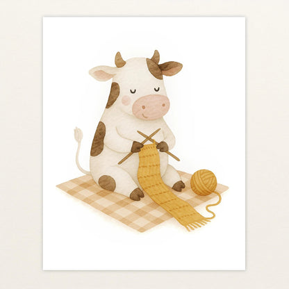 Klara die Kuh - Motiv: "Häkeln" Poster von tinylearner