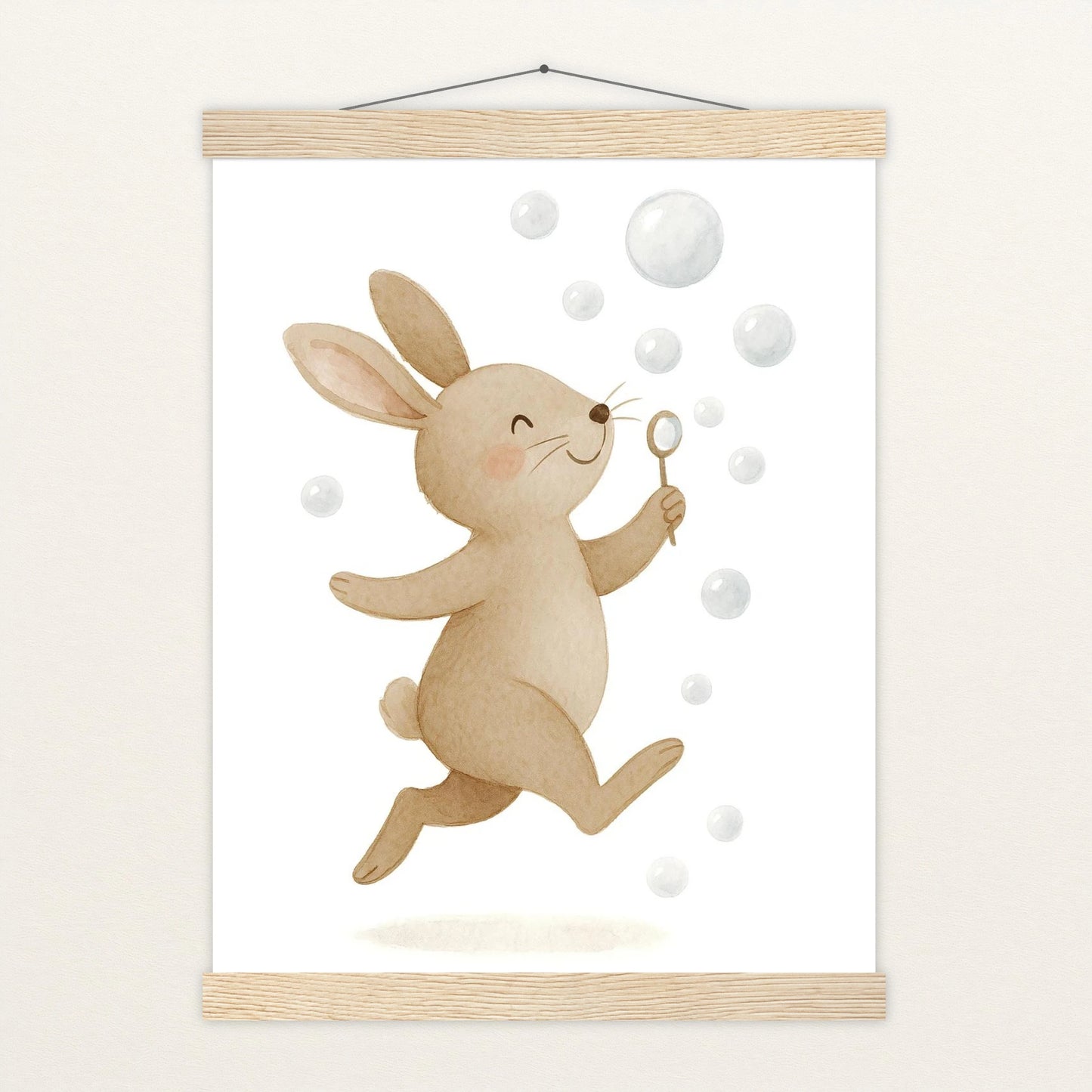 Holly der Hase - Motiv: "Seifenblasen" Poster mit Leisten von tinylearner