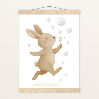 Holly der Hase - Motiv: "Seifenblasen" Poster mit Leisten von tinylearner