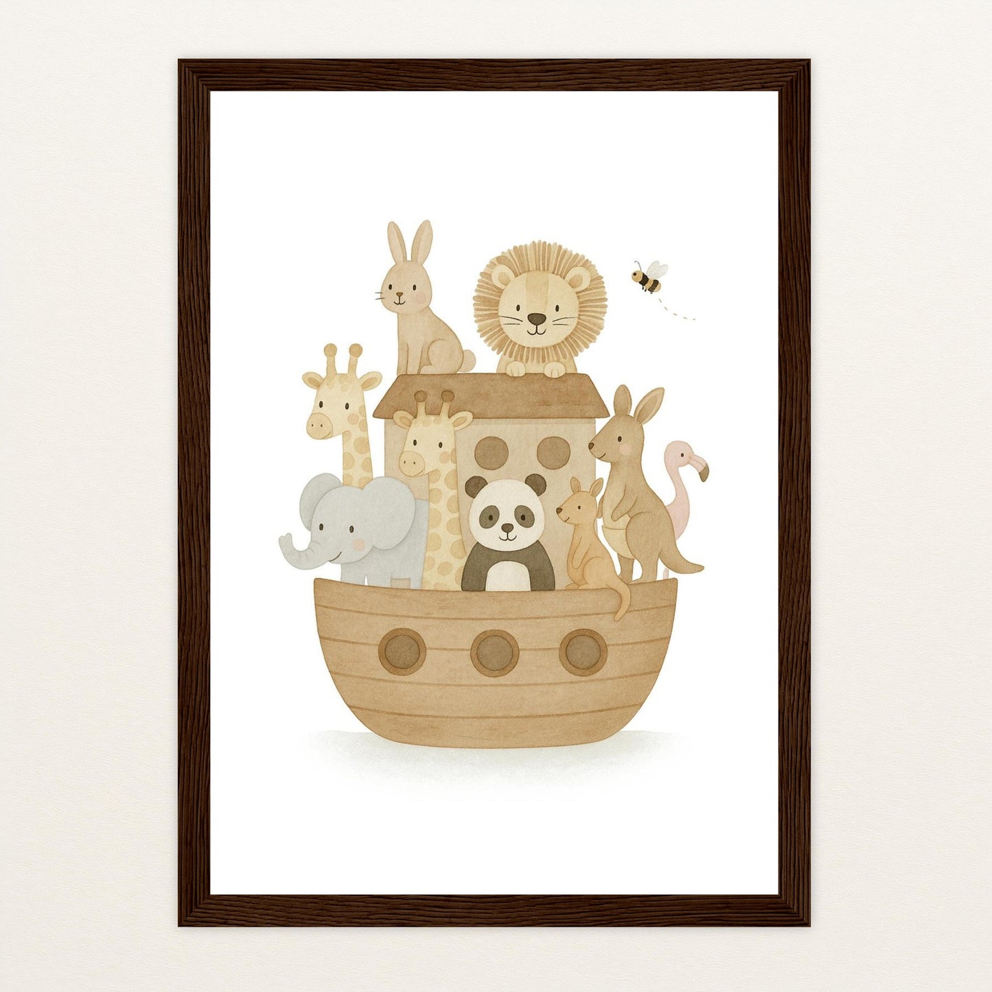 Tierfreunde - Motiv: "Arche Noah" Poster mit Holzrahmen von tinylearner