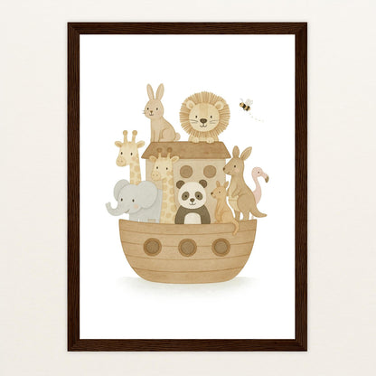 Tierfreunde - Motiv: "Arche Noah" Poster mit Holzrahmen von tinylearner