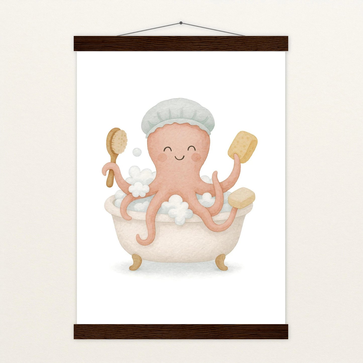 Tilli der Tintenfisch - Motiv: "Baden" Poster mit Leisten von tinylearner