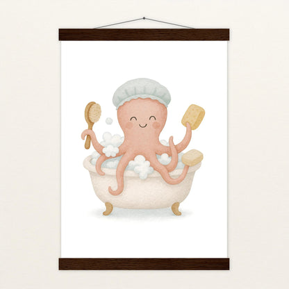 Tilli der Tintenfisch - Motiv: "Baden" Poster mit Leisten von tinylearner