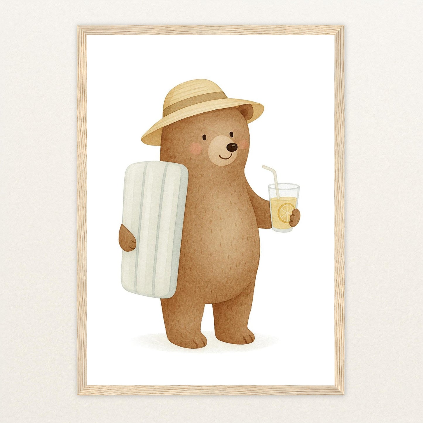 Balu der Bär - Motiv: "Strandtag" Poster mit Holzrahmen von tinylearner