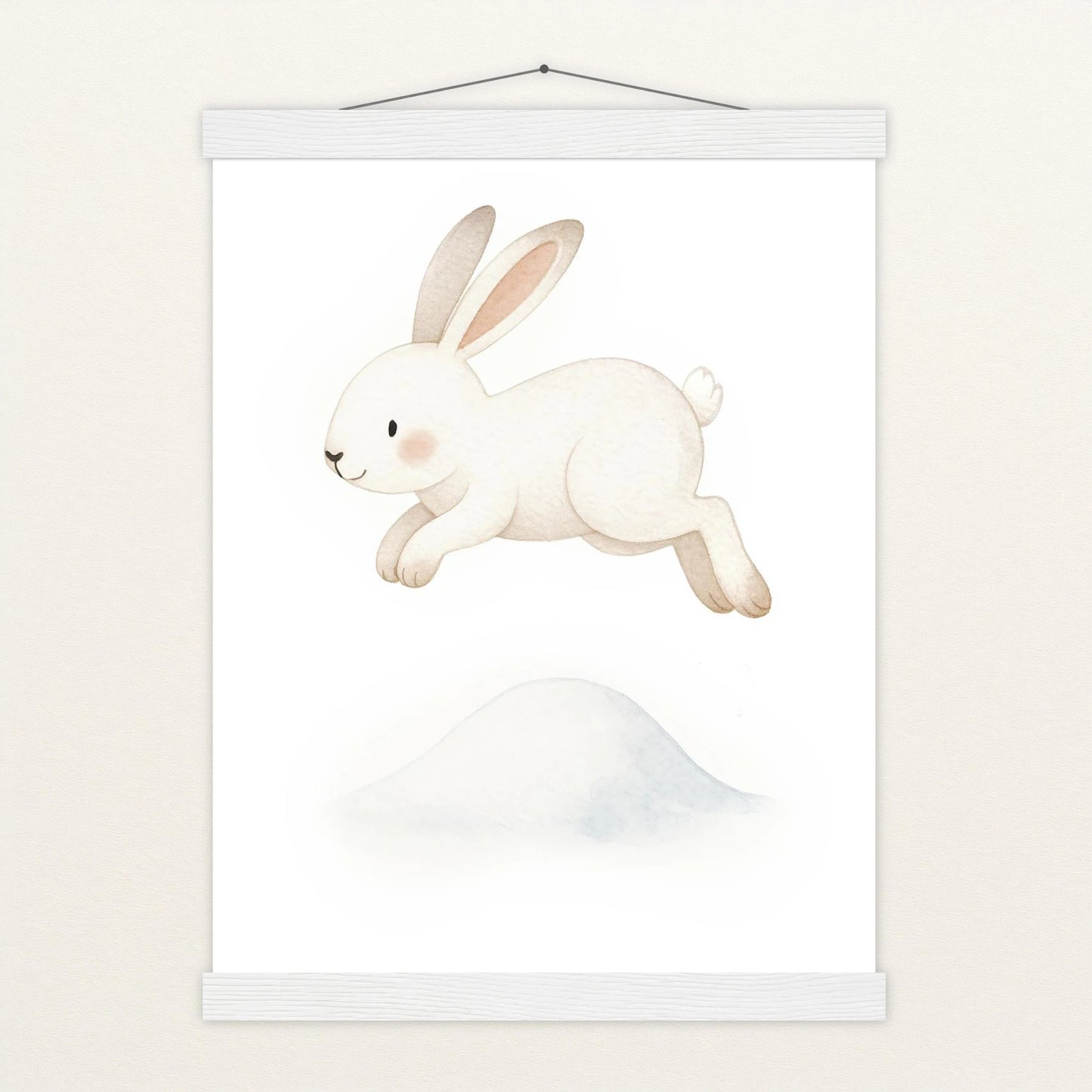 Sina der Schneehase - Motiv: "Schneehügel" Poster mit Leisten von tinylearner