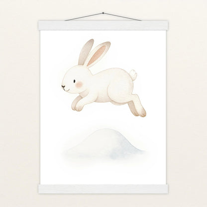 Sina der Schneehase - Motiv: "Schneehügel" Poster mit Leisten von tinylearner