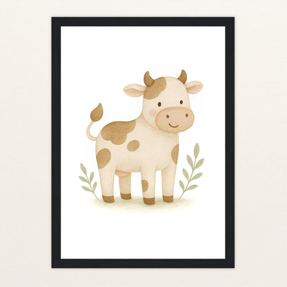 Klara die Kuh Poster mit Holzrahmen von tinylearner