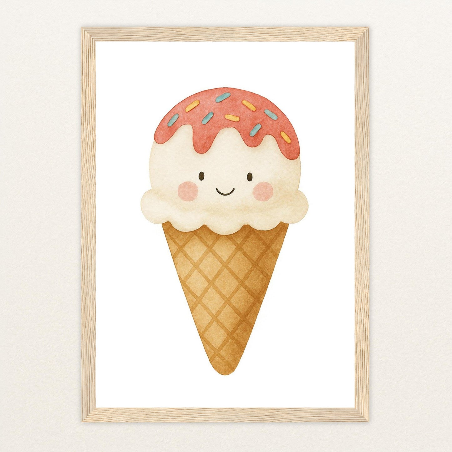 Süßes: Eiscreme Poster mit Holzrahmen von tinylearner