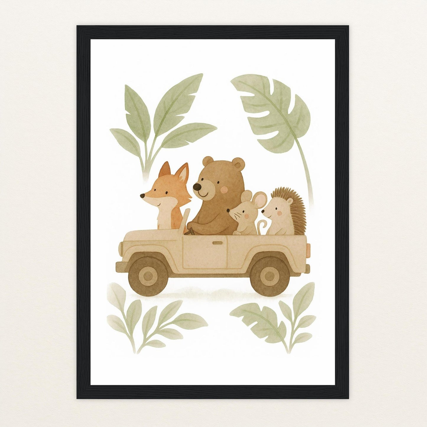 Tierfreunde - Motiv: "Safari" Poster mit Holzrahmen von tinylearner