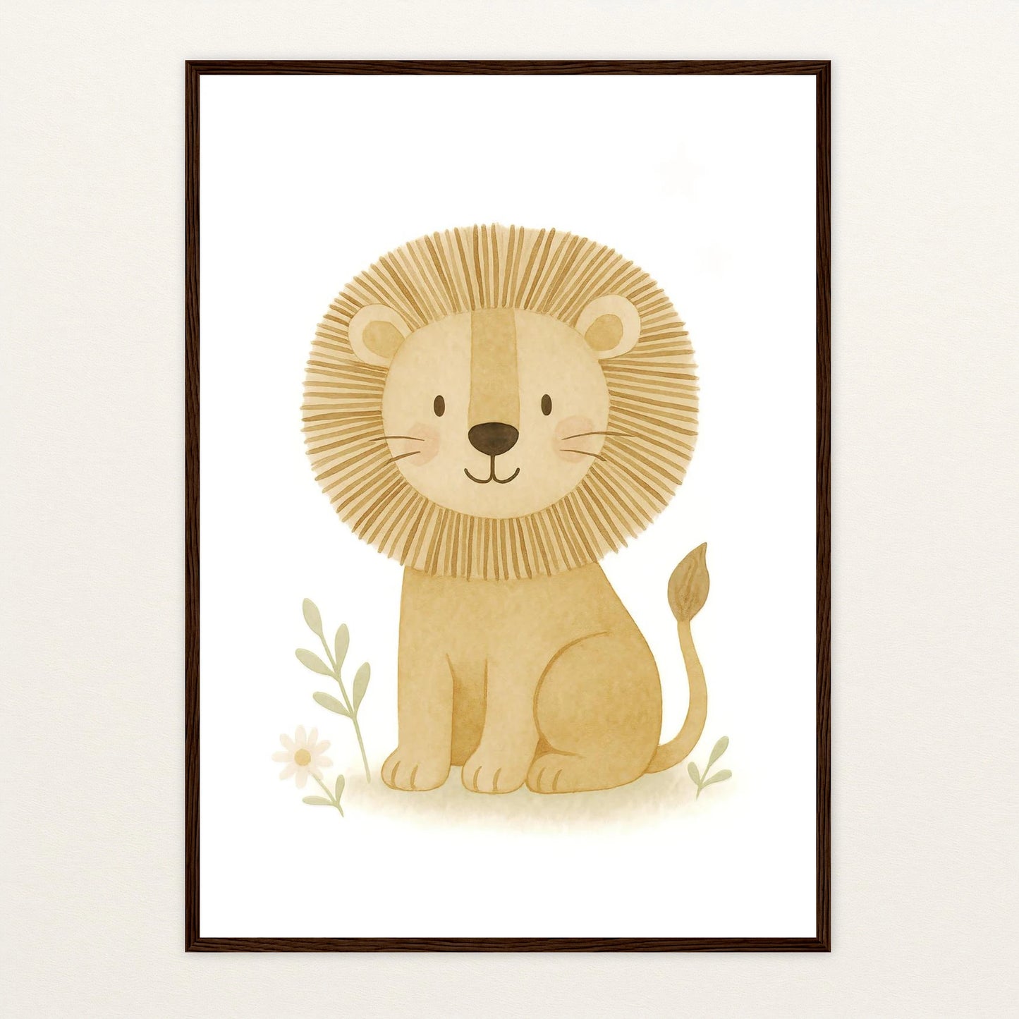 Leo der Löwe Poster mit Holzrahmen von tinylearner