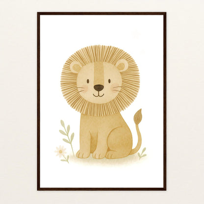 Leo der Löwe Poster mit Holzrahmen von tinylearner