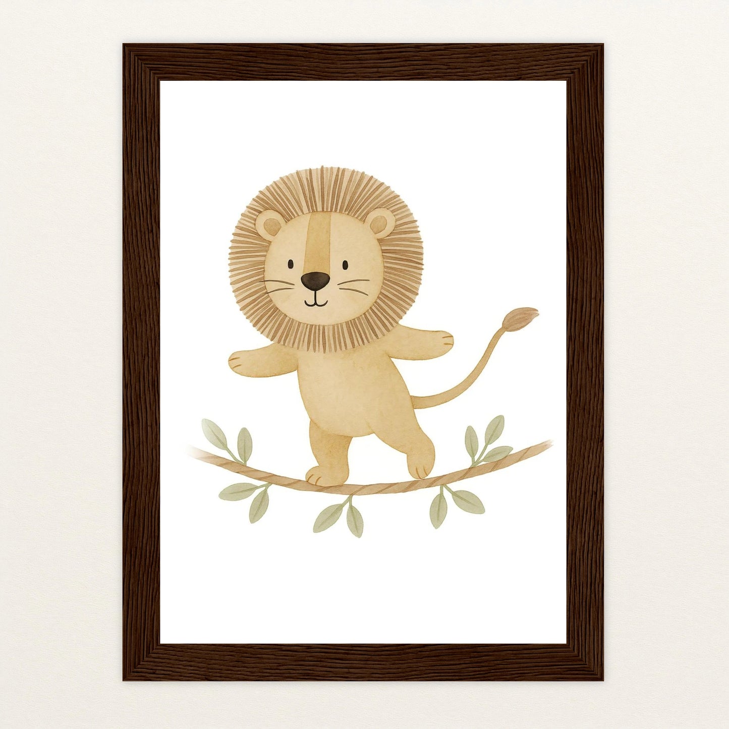 Leo der Löwe - Motiv: "Seiltanz" Poster mit Holzrahmen von tinylearner