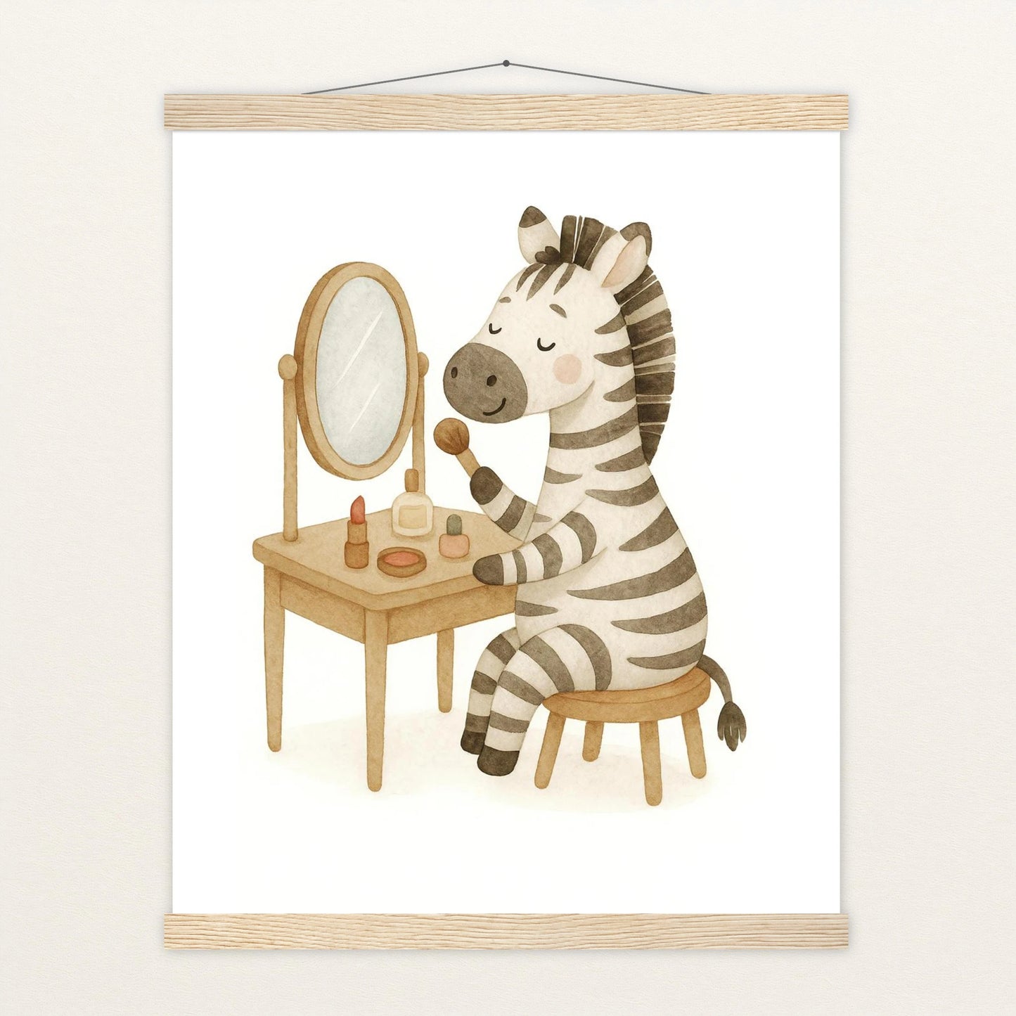 Zinni das Zebra - Motiv: "Schminken" Poster mit Leisten von tinylearner