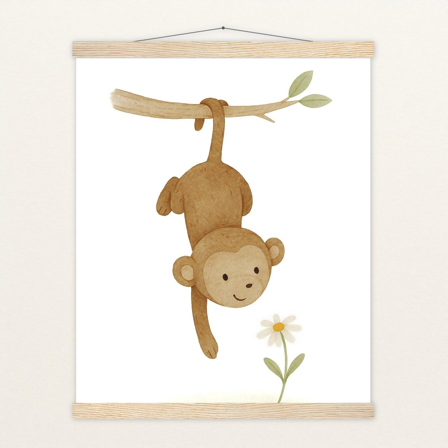 Aki der Affe - Motiv: "Gänseblümchen" Poster mit Leisten von tinylearner