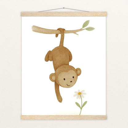 Aki der Affe - Motiv: "Gänseblümchen" Poster mit Leisten von tinylearner