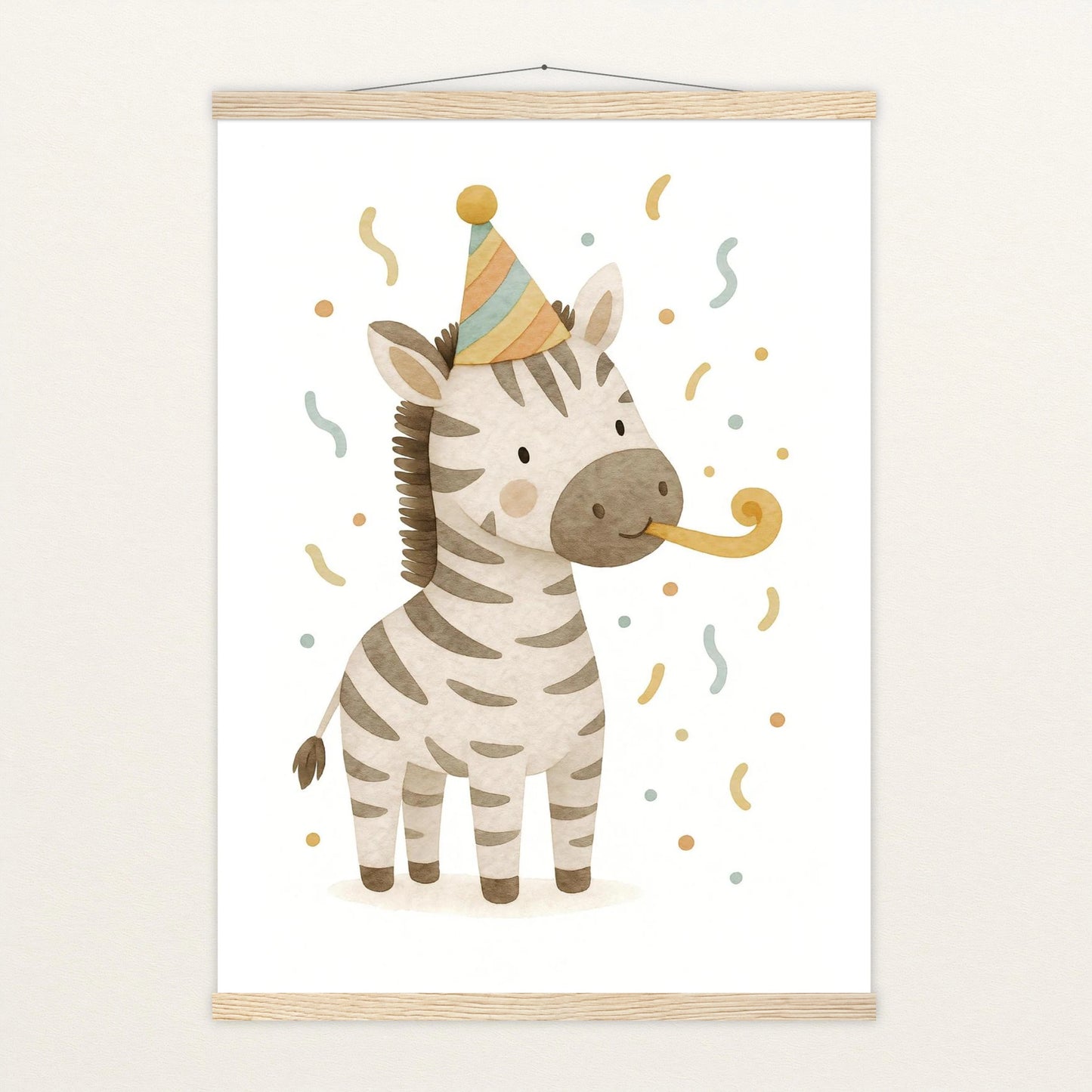 Zinni das Zebra - Motiv: "Party" Poster mit Leisten von tinylearner