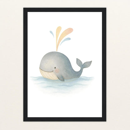Willi der Wal - Motiv: "Freude" Poster mit Holzrahmen von tinylearner