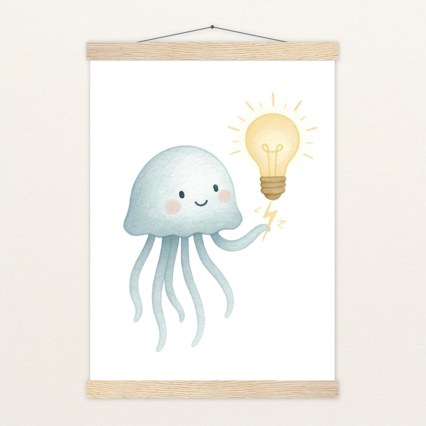 Quinn die Qualle - Motiv: "Glühbirne" Poster mit Leisten von tinylearner