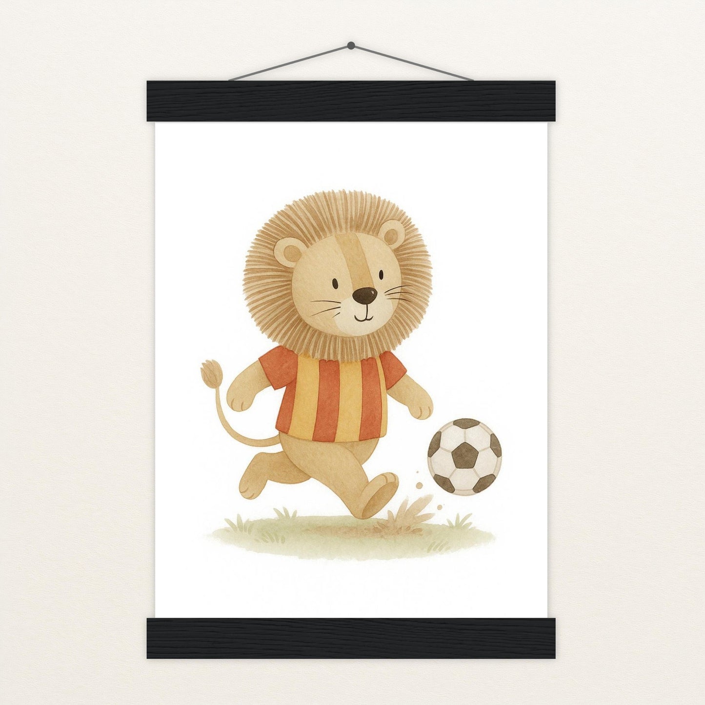 Leo der Löwe - Motiv: "Fußball" Poster mit Leisten von tinylearner