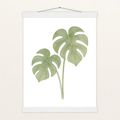 Monstera-Blätter Poster mit Leisten von tinylearner