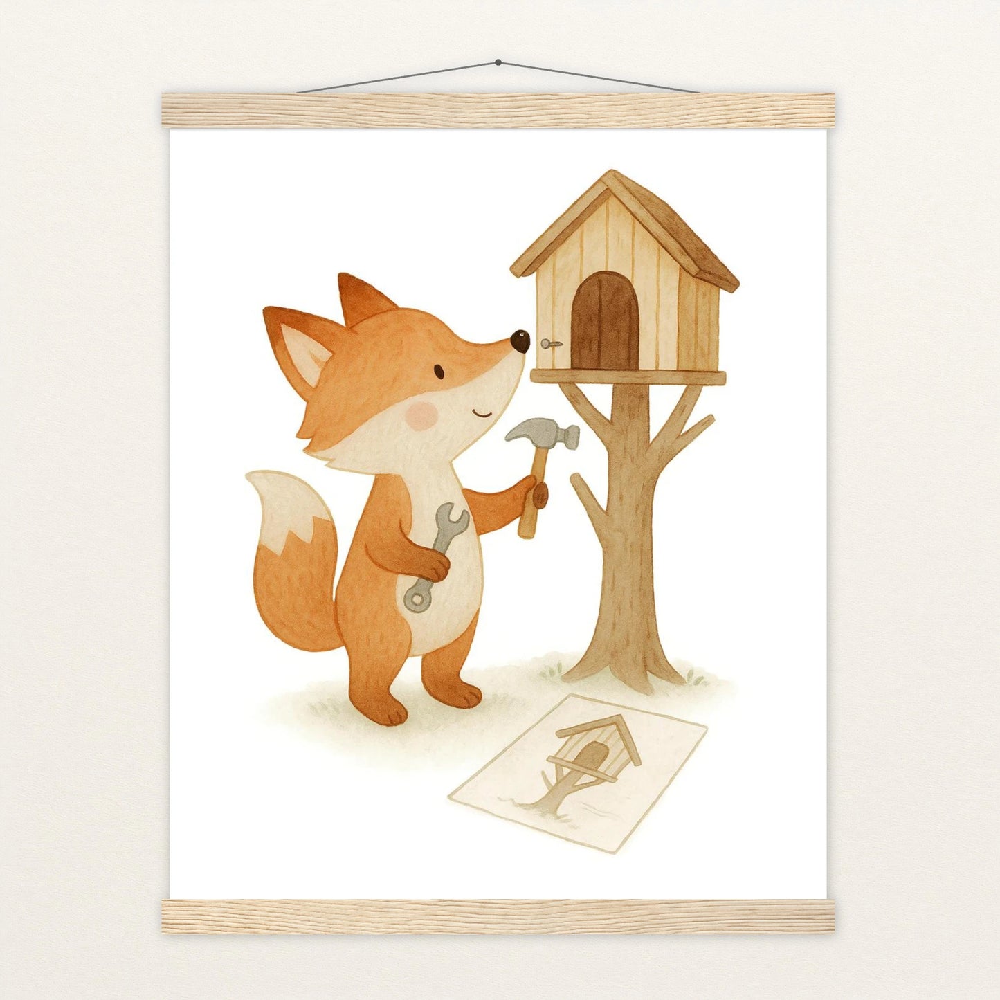 Finnegan der Fuchs - Motiv: "Baumhaus" Poster mit Leisten von tinylearner