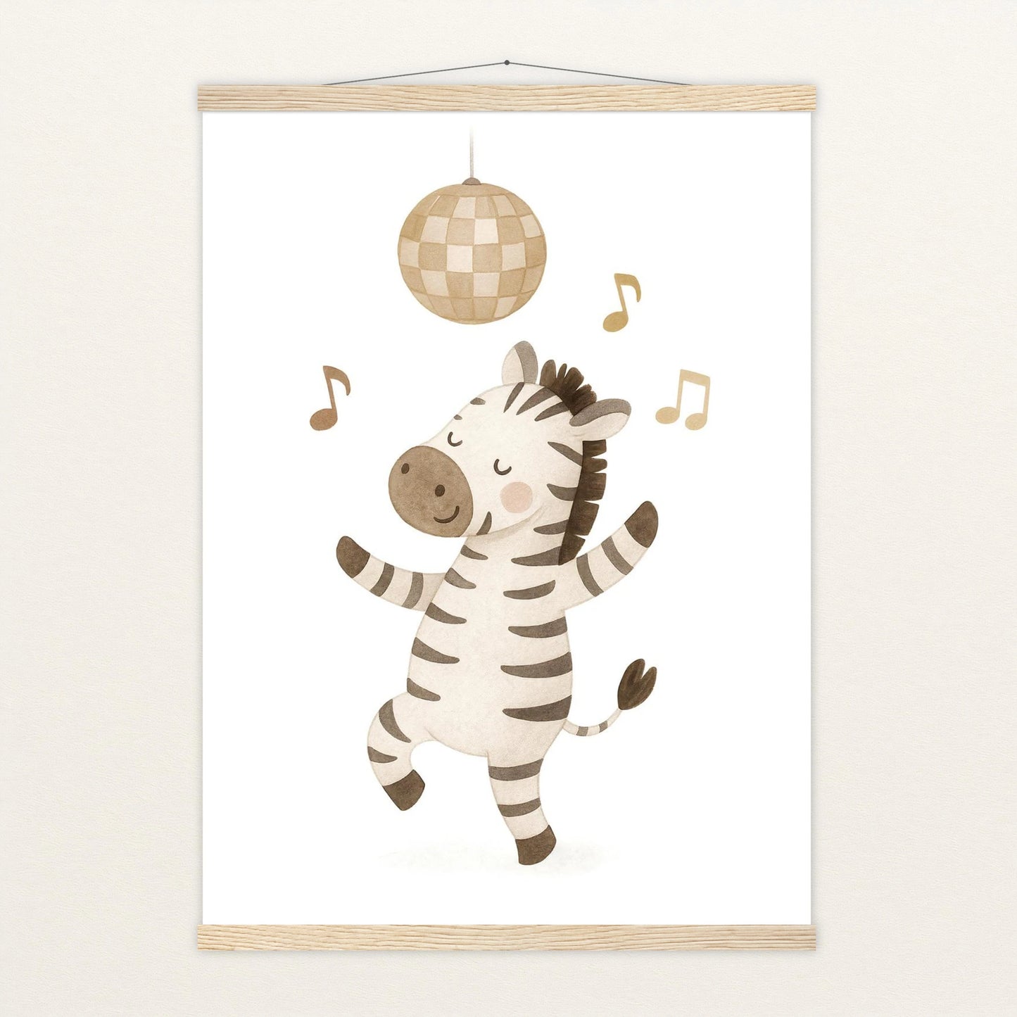 Zinni das Zebra - Motiv: "Tanzen" Poster mit Leisten von tinylearner