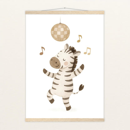 Zinni das Zebra - Motiv: "Tanzen" Poster mit Leisten von tinylearner