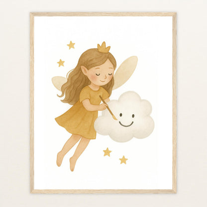 Fina die Fee - Motiv: "Wolke" Poster mit Holzrahmen von tinylearner