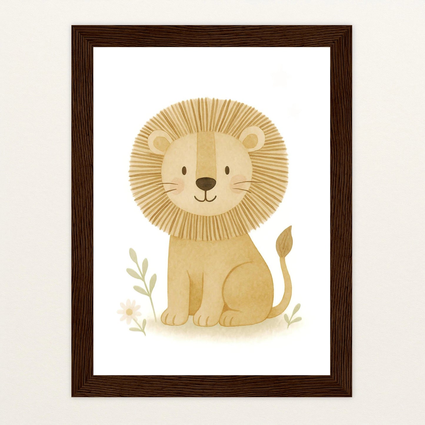 Leo der Löwe Poster mit Holzrahmen von tinylearner