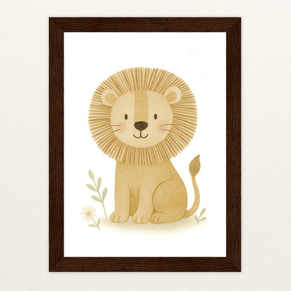 Leo der Löwe Poster mit Holzrahmen von tinylearner
