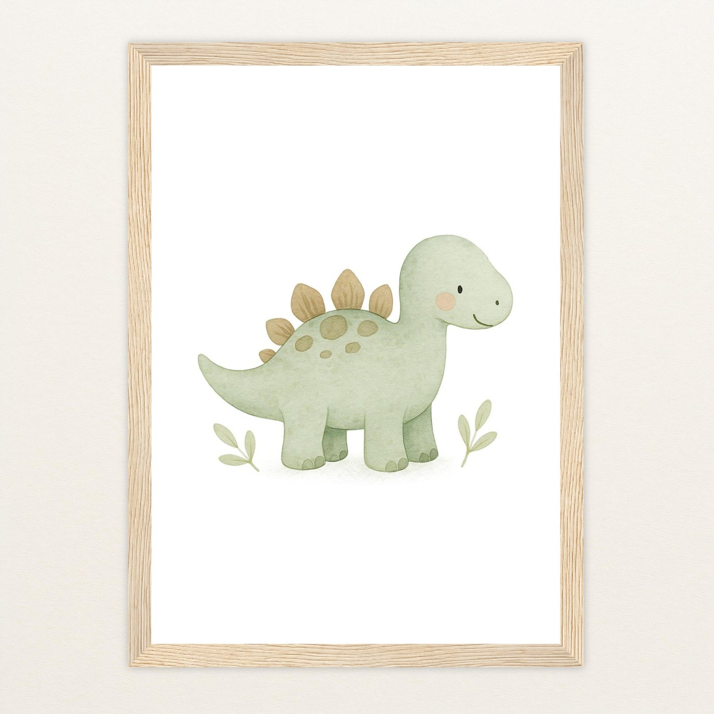 Dinosaurier Stegosaurus Poster mit Holzrahmen von tinylearner