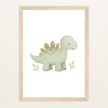 Dinosaurier Stegosaurus Poster mit Holzrahmen von tinylearner