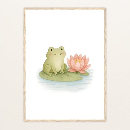 Flocke der Frosch Poster mit Holzrahmen von tinylearner