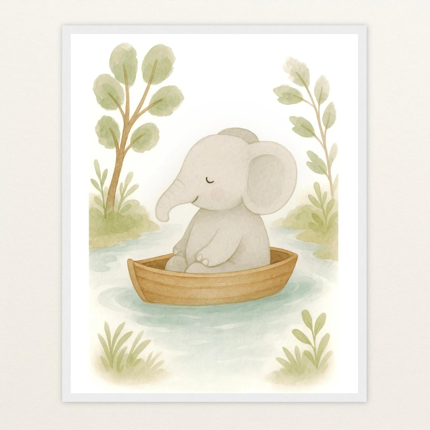 Emil der Elefant - Motiv: "Boot" Poster mit Holzrahmen von tinylearner