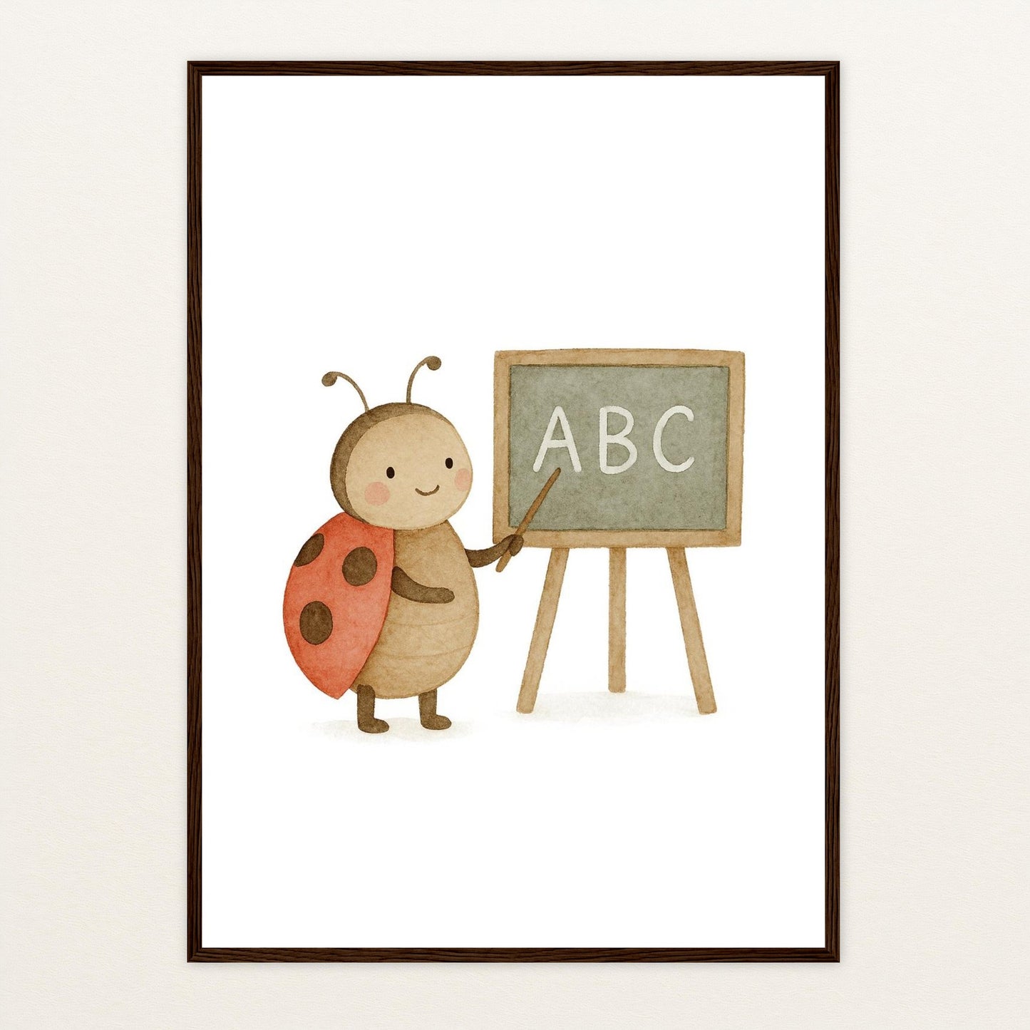 Marie der Marienenkäfer - Lehrer Poster mit Holzrahmen von tinylearner