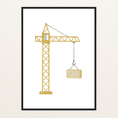 Kran Poster mit Holzrahmen von tinylearner